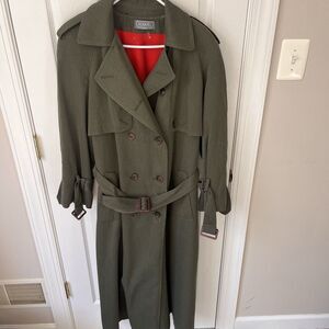 Vintage‎ Long Green Coat Novelti Adorable Junior Trench Coat Size 9/10
